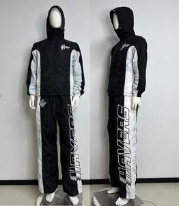 Ensemble survêtement en toile personnalisé, veste zippée et pantalon, décontracté, léger, patchwork, coupe-vent d'hiver, streetwear, survêtement unisexe - Product Image 2