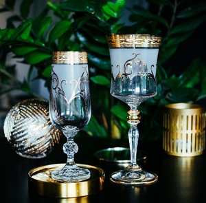 Verre à vin rouge de luxe de 220 ml, gobelet avec bord doré, design <span class=keywords><strong>transparent</strong></span>, style vintage du Moyen-Orient, plaqué or pour la bière - Product Image 3