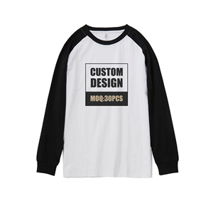STREETLAB Custom Raglan Long Sleeve T-Shirt 250g Cotton <b>White</b> Black Colorblock Unisex Streetwear Men's Loose Fit - Product Image 1