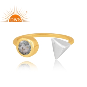 Anillo de Aguamarina natural chapado en oro de 18k, joyería fina, hecho a mano - Product Image 3