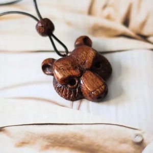 HECHO A MANO BOHO TRIBAL SONO COLLARES DE MADERA PARA MUJERES HOMBRES Cordón ajustable grande natural con forma de amantes Joyería de madera - Product Image 3