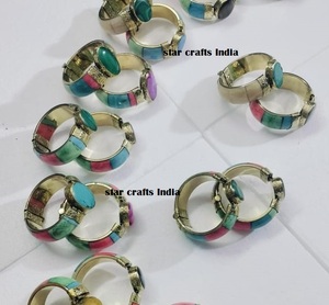 Regalo de Navidad Piedra natural con diseño de latón y hueso Venta caliente hecha a mano Mujer brazalete de mano Pulsera 100% Pulsera hecha a hueso - Product Image 2