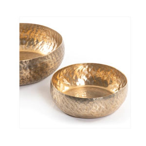 Lot de 2 bols de service en laiton Meilleure vente bols à mélanger ronds plaqués or martelés Design élégant fait main - Product Image 2