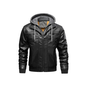 Casual Slim Oversized Leather Jacket for <b>Men</b> Fashion Stand Neck Zip Up Leather Jacket <b>Men</b> - Product Image 1