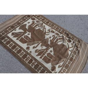 Turkish Vintage Rug 3.9x5.9 ft (120x179 cm), <b>Brown</b> <b>Wool</b> Rug - Product Image 3