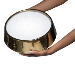 Bougeoir et support en acier inoxydable poli à l'or de forme ronde de conception simple - Product Image 1