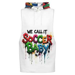Sweat à capuche en tricot Playful Rebellion avec motif patchwork de texte arc-en-ciel effet gouttelettes - Product Image 1