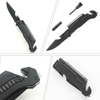 Couteau de poche multifonction 7 en 1, lame semi-dentelée, couteau de survie pour la chasse, le camping et le travail quotidien