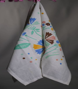 Serviette de cuisine jetable 100% coton biologique hypoallergénique, hautement absorbante, séchage rapide, écologique, respirante, motif floral, avec logo personnalisé - Product Image 5