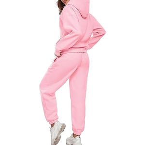 Conjunto Deportivo Lavado Estilo Urbano para Mujer, Sudadera con Capucha y Pantalones Deportivos con Lavado Ácido Vintage, Algodón Grueso, Moda, Pedidos al por Mayor Directo de Fábrica - Product Image 4