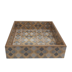 Plateau de service en bois aspect antique de forme carrée pour la maison et les hôtels plateaux de service alimentaire de table faits à la main - Product Image 3