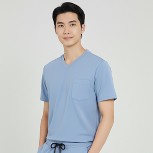 Transpirable Ligero Unisex Medical Scrubs Sets Color sólido Cuello en V Scrub Top Spandex/Algodón de secado rápido Hospital Scrub Made - Product Image 1