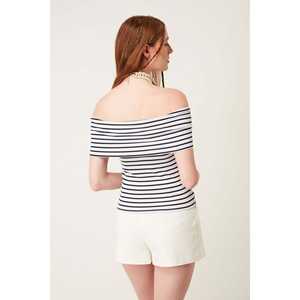 Haut décontracté pour femme à épaules dénudées, taille XL, en tissu de soie, devant asymétrique, broderie à sequins faits main, motif à carreaux - Product Image 5