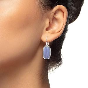 Meilleure qualité bleu dentelle Agate pierres précieuses boucles d'oreilles 925 solide boucles d'oreilles en argent Sterling pour les femmes boucles d'oreilles pendantes bijoux en argent - Product Image 4