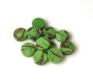 Piedras preciosas sueltas turquesas de cobre verde, cabujón de moneda de 4mm-20mm, piedras preciosas naturales planas de ambos lados, forma pulida plana calibrada - Product Image 6
