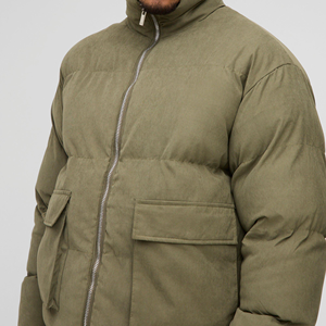 Wholesale Price Winter Jacket <b>Quilted</b> Bomber Jackets Mens Puffer Jacket Full Zip <b>Double</b> Side Pockets Casual Warm Coats for Men - Product Image 5