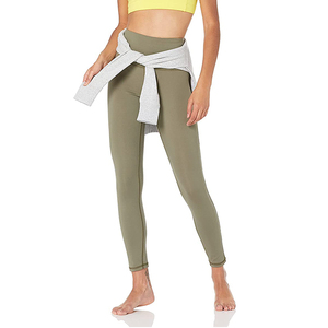 Venta al por mayor de mallas suaves de uso diario para mujer, pantalones de Fitness de cintura alta, mallas de poliéster adecuadas transpirables lisas para mujer - Product Image 3