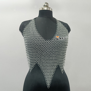 Chainmail Top Aluminium Butted Ring Top Medieval Renaissance Fair Dress Cosplay Women's Partywear <b>Fantasy</b> Outfit - Product Image 1