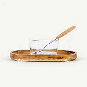 Plateau de service de luxe en bois de qualité supérieure avec finition naturelle et prix de qualité durable pour le service des aliments - Product Image 1