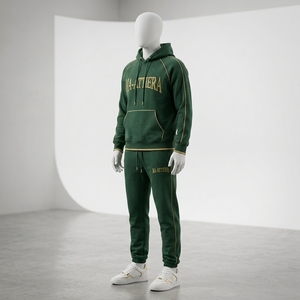 <b>Men</b> Green Hoodie Tracksuit Set <b>Pullover</b> Sweatshirt Jogger Pant Premium Sportswear Gym Training Running Fitness Casual Activewear - Product Image 4