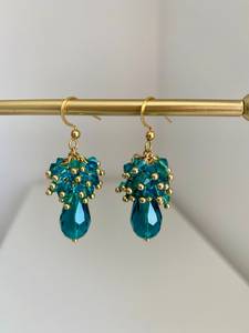 Modern Glass <b>Beads</b> and Resum Earrings with <b>Turquoise</b> Design and Cascading Fringe Unique Jewelry Gift by MS Handicraft - Product Image 4