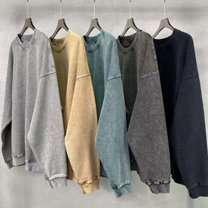 Sweat-shirts pour hommes sur mesure, délavés à l'acide, style basique, épaules tombantes, style urbain, avec boutons, hiver, logo personnalisé, couleurs personnalisées - Product Image 4