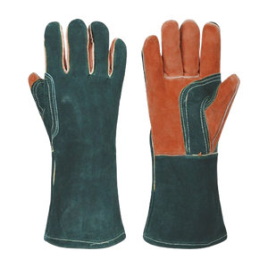 Vente en gros bon marché Gants de soudage en cuir de vachette fendu Gants de sécurité industrielle renforcés Abrasion résistante aux flammes - Product Image 4