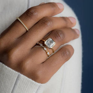 Anillos de joyería de diamantes finos Anillo de compromiso de oro macizo de 10/14/18 K con diamantes de laboratorio VS VVS - Product Image 1