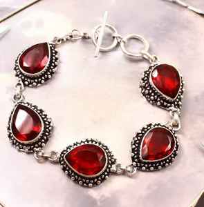 Pink Tourmaline Rubellite Glowing Charm Bracelet 925 Sterling <b>Silver</b> Handmade Dainty GIA Certified Luxury Jewelry Gift for <b>Women</b> - Product Image 2