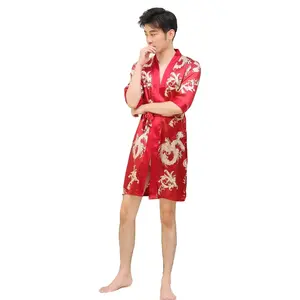 新款时尚热卖2023红色透气时尚睡衣休闲奢华男女和服浴袍