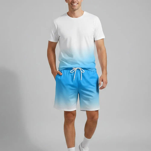 GYM ACTIVE ENTERPRISES 100% Polyester <b>Knitted</b> 2-Piece Winter Men's Short <b>Set</b> Side Strip Eco-Friendly Vintage Custom Logo Design - Product Image 2