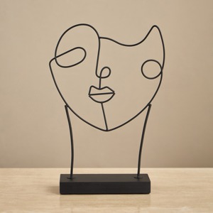 Escultura de cara de Metal negro de moda llamativa pieza decorativa hecha a mano Ideal para sala de estar u oficina - Product Image 1