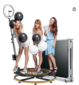 บูธภาพถ่าย360พร้อมเคสเที่ยวบินไฟวงแหวนซอฟต์แวร์ควบคุมระยะไกลสำหรับงานปาร์ตี้5-9คนยืนบน360หมุนอัตโนมัติ - Product Image 1