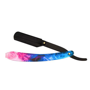 Maquinilla de afeitar recta de barbero negra plegable personalizada de acero inoxidable - Product Image 3