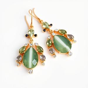 Boucles d'oreilles classiques en argent sterling 925 plaqué or avec pierres précieuses pour femme, prix de gros - Product Image 3