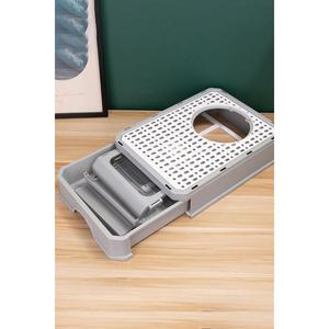Large Size Odor-Blocking Automatic <b>Cat</b> Toilet Easy Clean Self-Sieve Plastic Litter <b>Box</b> With Closed Drawer and Lid - Product Image 1