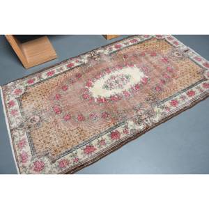 Alfombra turca de lana clásica Beige de 4x7 pies, diseño de retazos bohemios para entrada, pasillo, sala de estar, alfombras de látex de forma Rectangular - Product Image 2