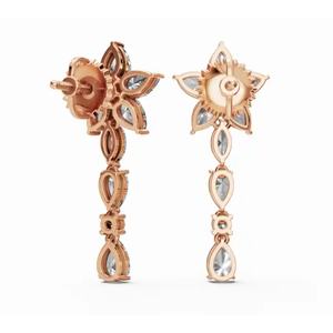 Pendientes de Diseño Selene Cosmic Flora de Oro de 9 Quilates de Primera Calidad, Corte Marquesa y Pera, Joyería Cultivada en Laboratorio, Proveedor Mayorista B2B para Exportación - Product Image 3