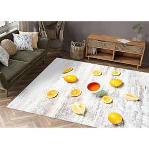 Lemon Pattern <b>Chenille</b> <b>Rug</b>: Modern Kitchen Door Mat - Product Image 3