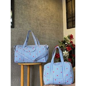 Bolsa de lona de algodón estampada hecha a mano, informal, para fin de semana, viaje, gimnasio, con cierre de cremallera, de lujo, para fitness, plegable, de malla, para exteriores - Product Image 3