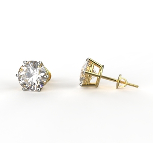 Boucles d'oreilles clous en moissanite Avarta Or Jaune 14K 3g 6.0ct D-VVS Clarté de couleur BIS HUID Marquées - Product Image 2
