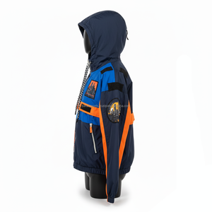 <b>Women</b> <b>Windbreaker</b> <b>Jacket</b> Nylon Polyester Fabric Blue Orange Panel Custom Logo Patch Embroidery <b>Windbreaker</b> <b>Jacket</b> For <b>Women</b> - Product Image 3