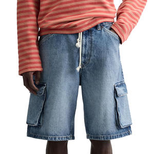 Short cargo en jean Streetwear d'été pour hommes, mode personnalisée, poches amples, taille moyenne, respirant, Streetwear solide avec logo personnalisé - Product Image 1
