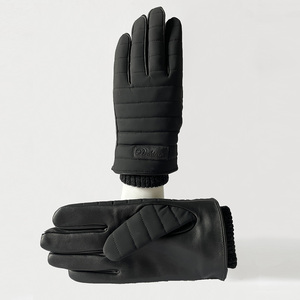 Gants d'hiver chauds en cuir noir pour hommes coupe-vent imperméable à l'eau écran tactile fonctionnalité décontracté cyclisme sport extérieur usage quotidien - Product Image 5