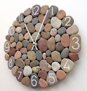 Horloge murale artisanale en pierre naturelle, style Art Déco, rustique, décorative, pour la maison, le salon, le bureau, accessoire de décoration - Product Image 2