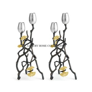Juego de 2 candelabros metálicos para Decoración de mesa únicos Diseño maravilloso Candelabro de lujo de metal de diferentes tamaños - Product Image 4