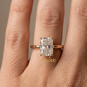 Anillo de Oro de 14K con Corte Radiante, Anillo de Compromiso con Forma de Esmeralda, Anillo de Boda Clásico para Mujer - Product Image 5