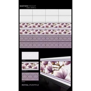 Haute brillance 300x600mm 30x60cm Royal violet fleur Design 12x24 carreaux de mur en céramique pour salle de bain intérieur porcelaine décorative - Product Image 1