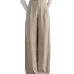 กางเกงลำลองขนแกะขาตรงยาวถึงพื้นสำหรับผู้หญิงกางเกงลำลองระบายอากาศได้ดีดีไซน์ตะเข็บสองชั้นไซส์2025สไตล์ใหม่กระชับสัดส่วน - Product Image 1