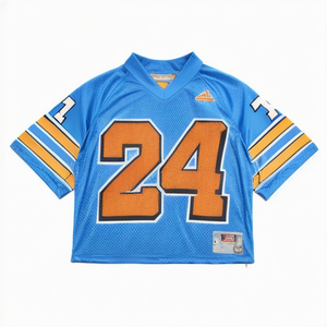 Ropa de fútbol americano Retro de alta calidad, la última ropa deportiva de poliéster de gran tamaño, Jersey liso transpirable con mangas cortas - Product Image 1